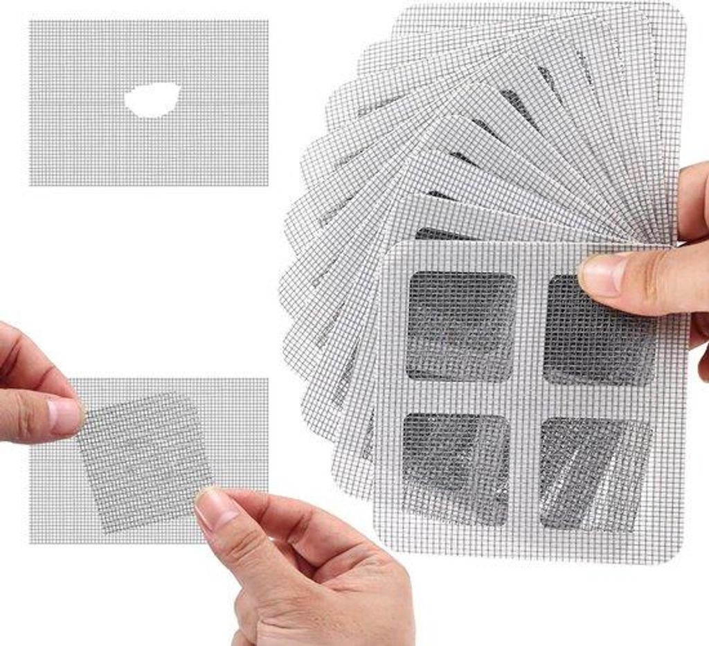 Vliegengaas reparatieset für Fenster und Türen - Selbstklebend - Fensterrostervlies Patchwork - Mückenfangband für Fensterreparatur - 30 Stück...