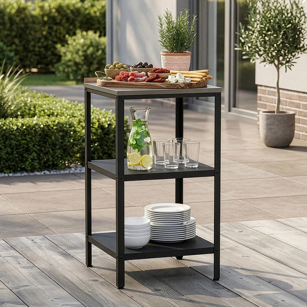 Outdoor Standregal ’Bolognano’ 92x50x50 cm Schwarz/Silber Produktbild 