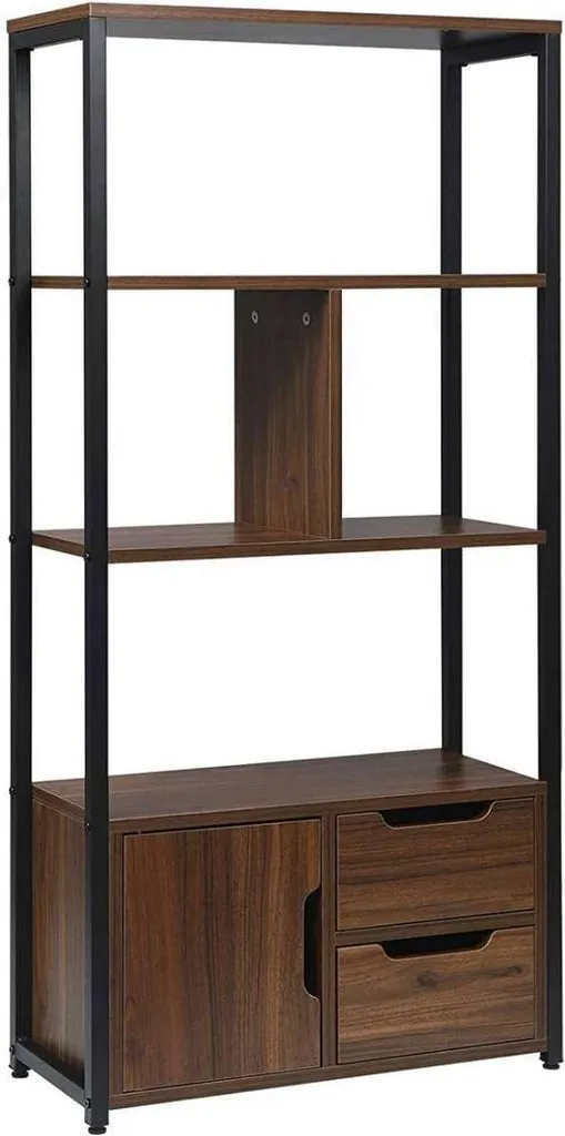 Meuble Bibliothèque pour Bureau et Salon Style Industriel 120 cm Haut