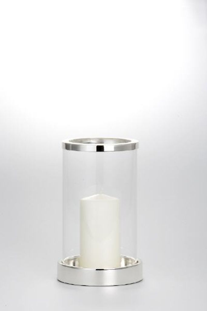 Windlicht versilbert und anlaufgeschützt mit Klarglas (H 20 Produktbild 