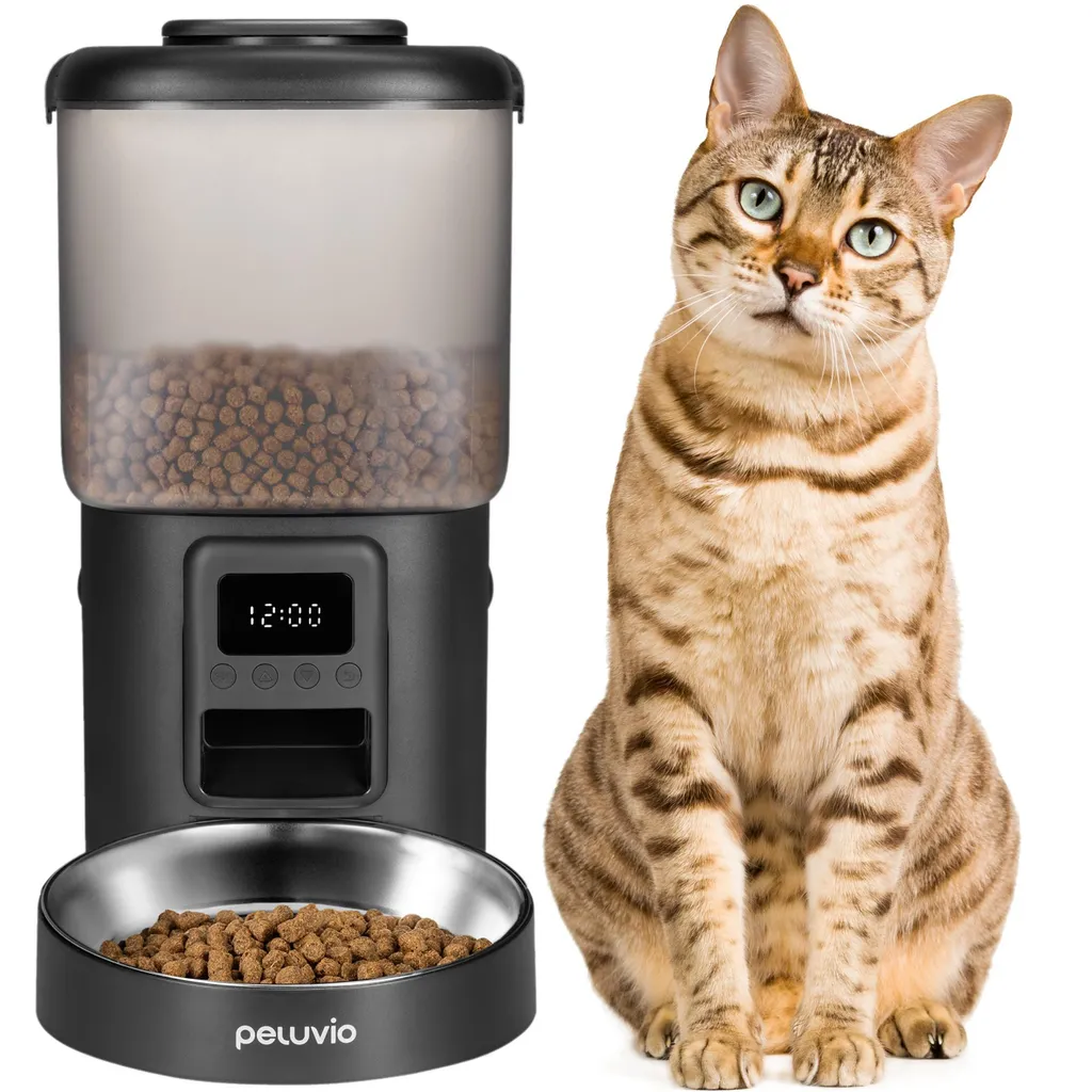 Distributore Peluvio Crispy 4,5L Nero: Stop Ansia Pasti Gatto