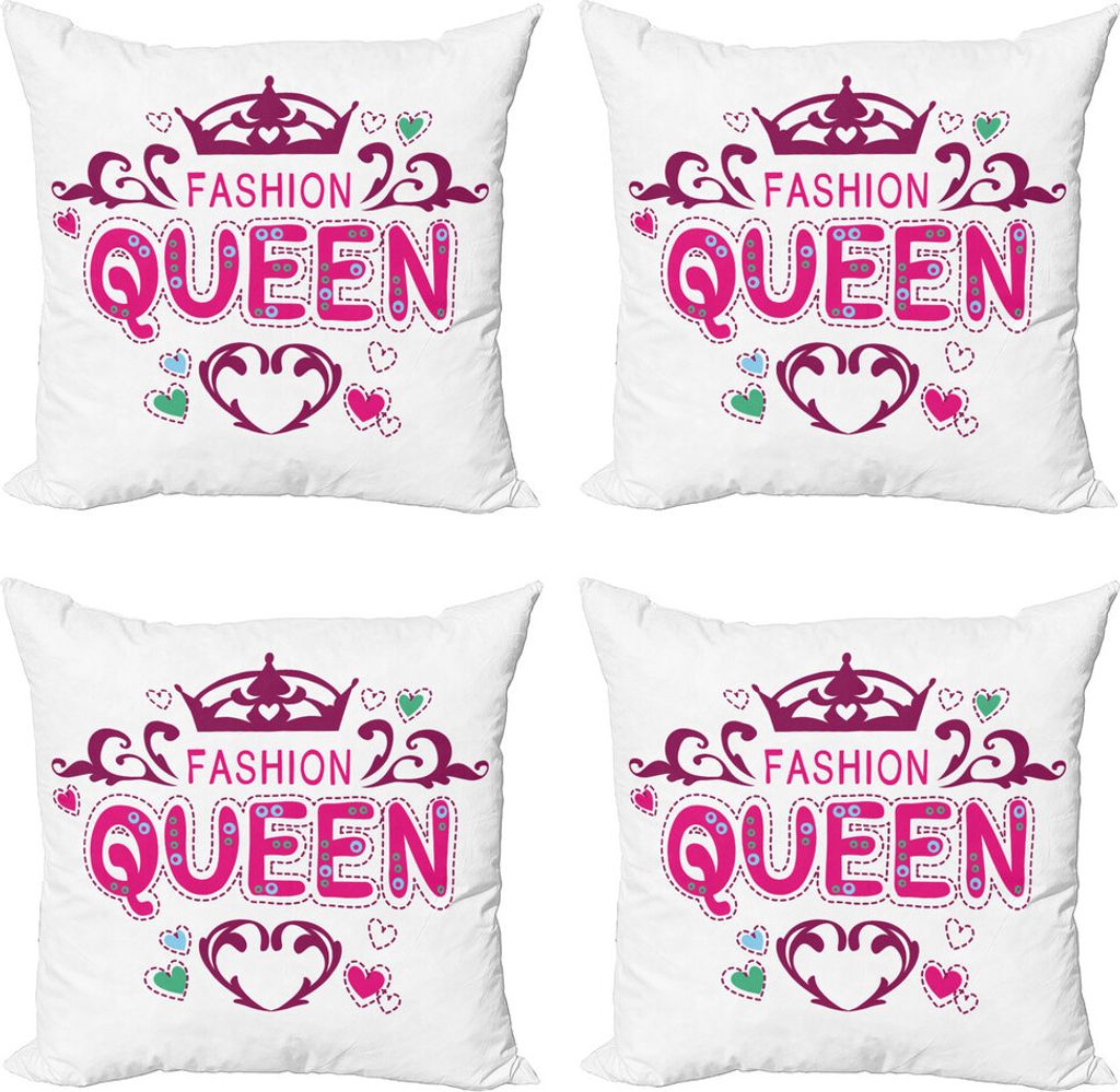 ABAKUHAUS Königin Kissenbezug Set (4 Stück), girlish Mode, Moderner Doppelseitiger Digitaldruck, 40 cm x 40 cm, Getrocknete Rosen-Rosa