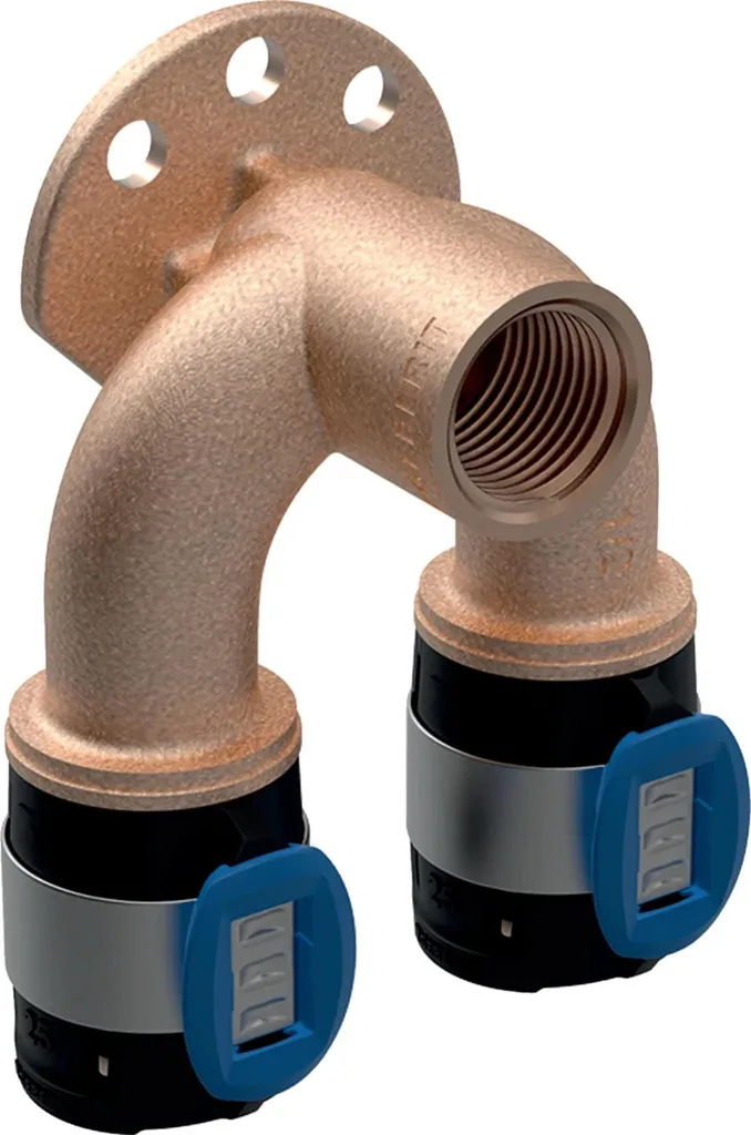 Geberit GE FlowFit angolo doppio, IG RG+, d20, Rp1/2, d16 mm, L 5,2 cm, 1 pz.