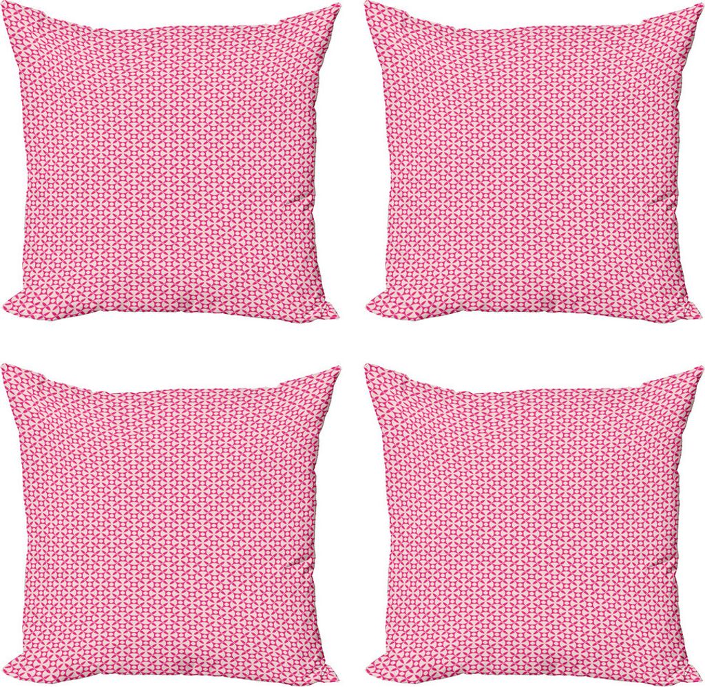 ABAKUHAUS abstrakte Geometrie Kissenbezug Set (4 Stück), feminine Motive, Moderner Doppelseitiger Digitaldruck, 45 cm x 45 cm, Pale Eggshell Hot Pink