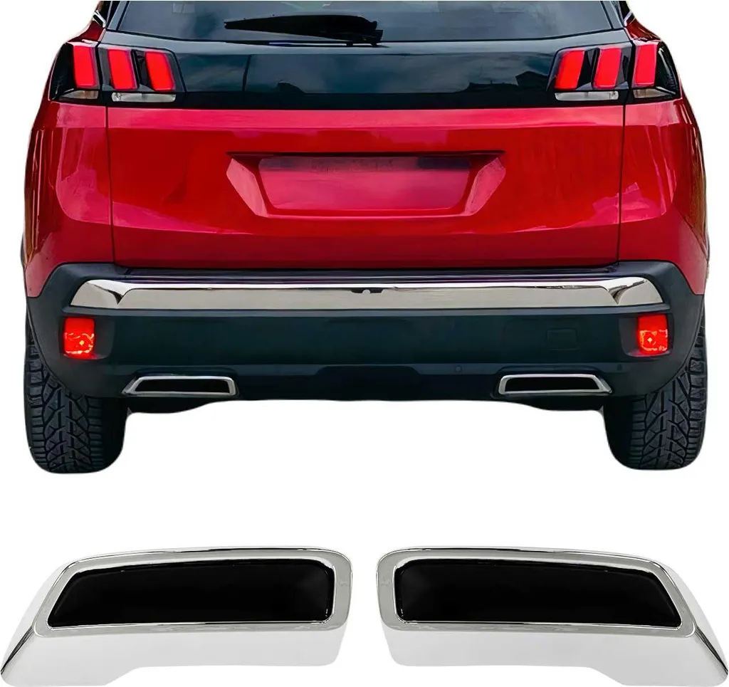 Cadre d'échappement Peugeot 3008 : Finition Chrome brillant 2pcs (16-20)