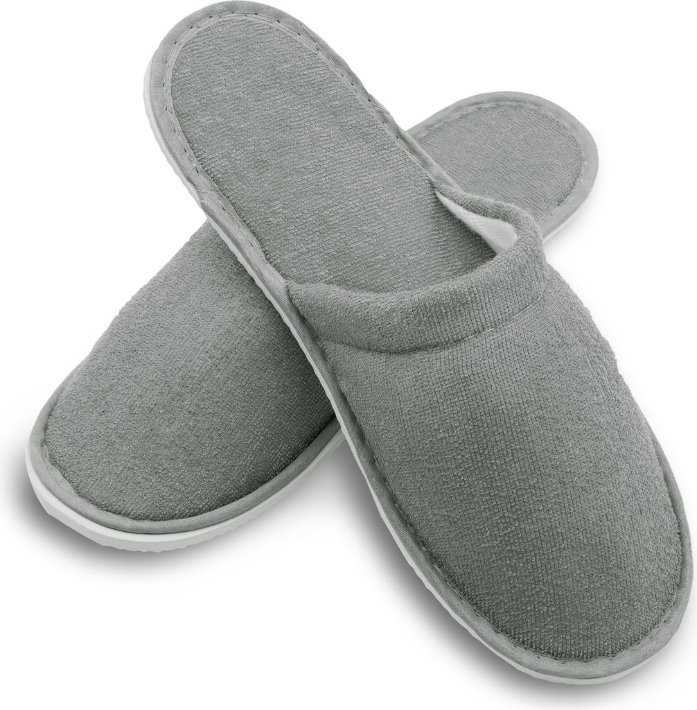 Frottierslipper 10er Set, 100% Polyester, uni, grau Produktbild 