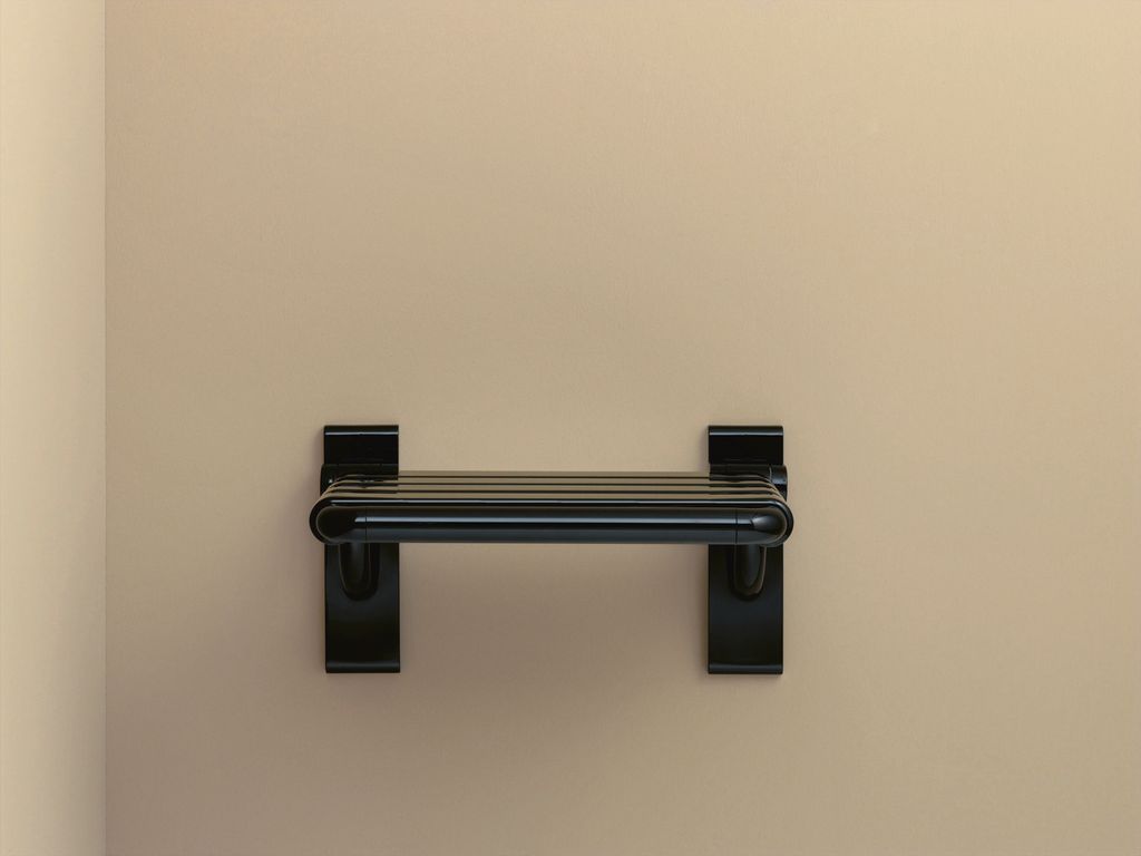 HEWI Klappsitz m.Gabelgelenk Ser 801, B:378 mm, H:259 mm, T:408 mm aquablau