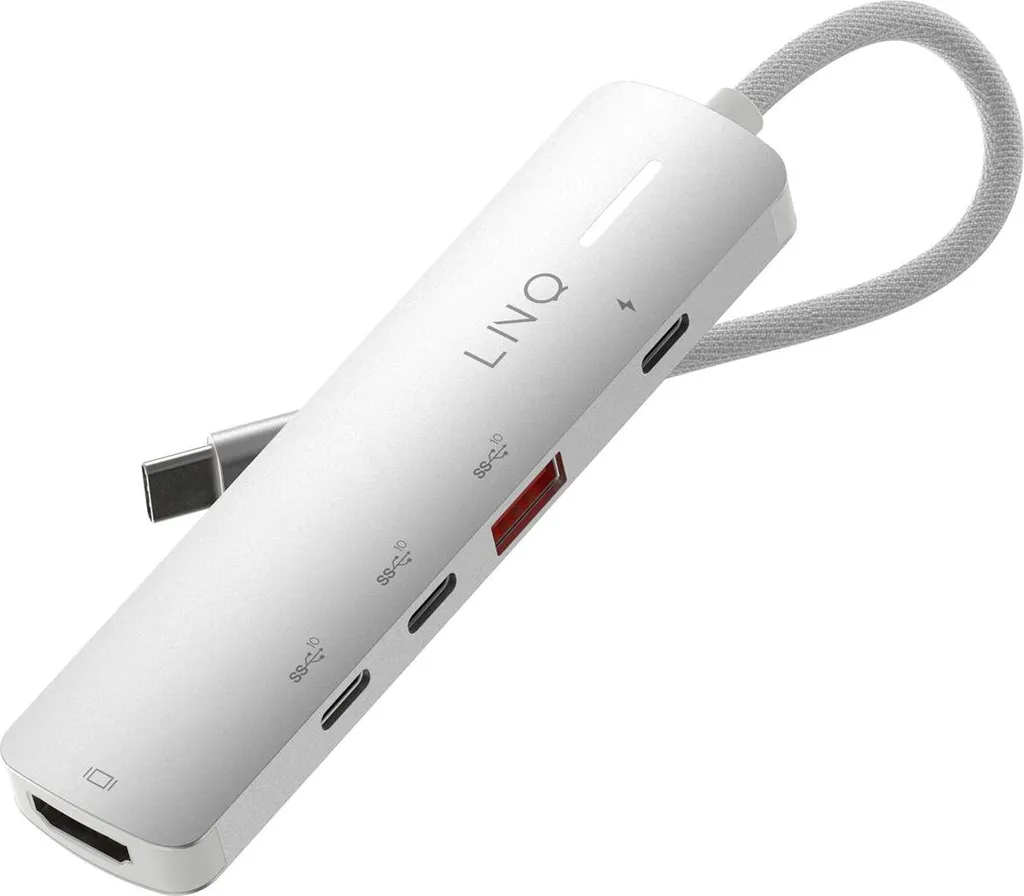 Hub USB-A 4 Ports Linq Byelements LQ49051 - Design Compact Blanc/Gris - 3
