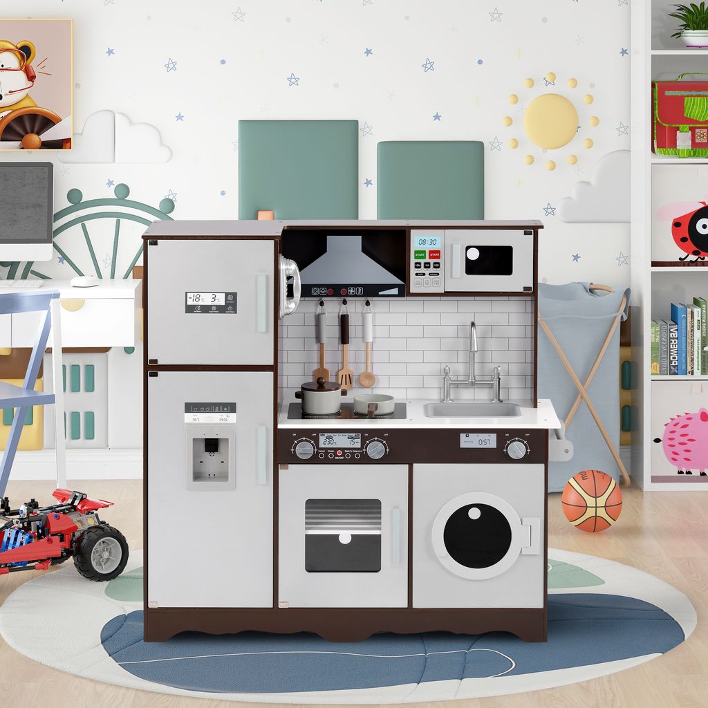 Töpfen Küche Spielküche für Kinder mit vielen Funktionen Küchenbestec Pfannen 