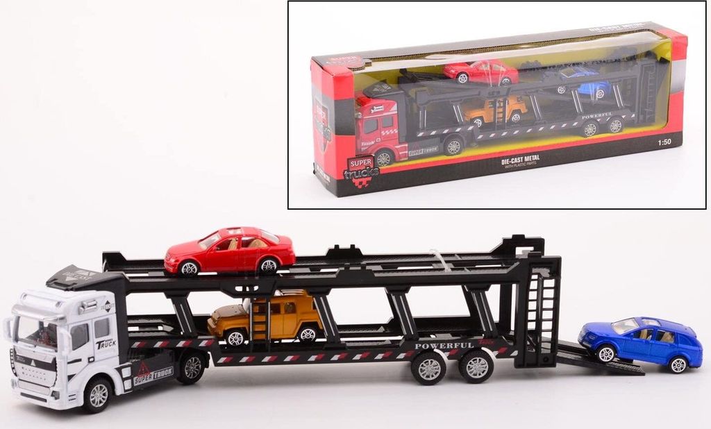 Die-Cast Autotransporter mit 3 Autos Produktbild 