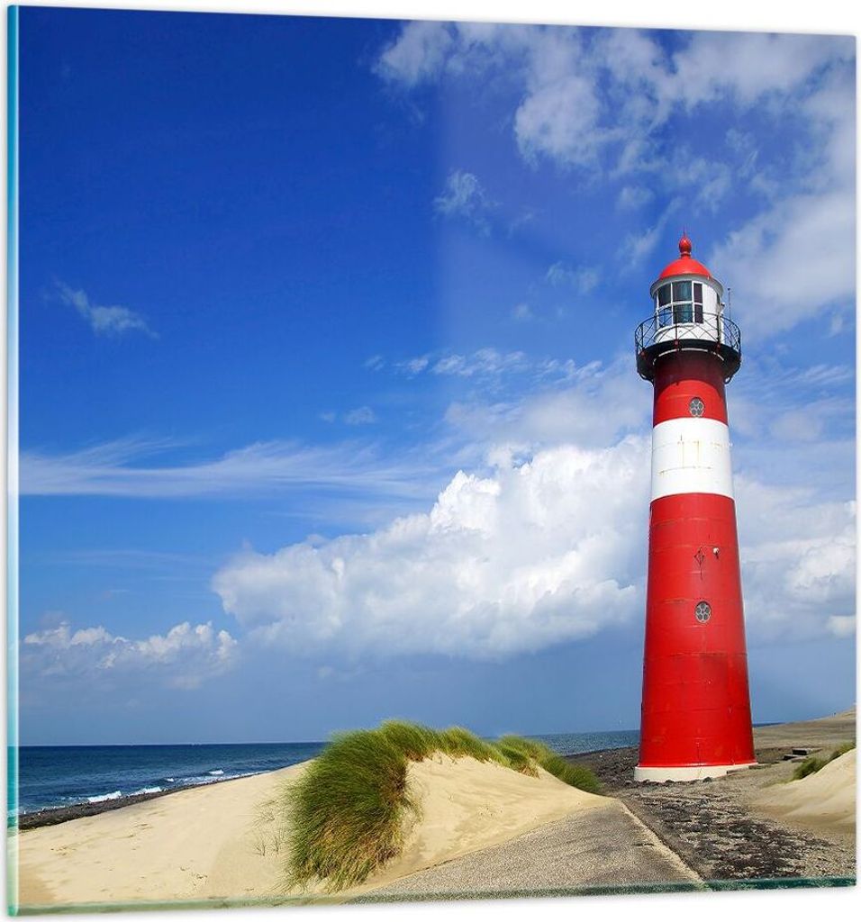 Bilder auf glas - Turm Leuchtturm Ozean Ufer - 40x40cm - Glasbilder - Wandbilder - Kunstdruck - zum Aufhängen bereit - Wanddekoration aus Glas - G...