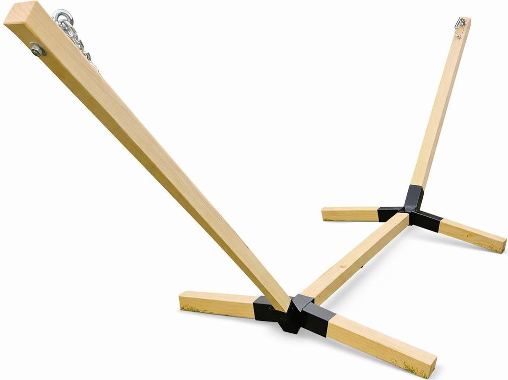 Hängemattengestell aus Holz – unbehandelt, klappbar & verstellbar, stabiles Komplettset
