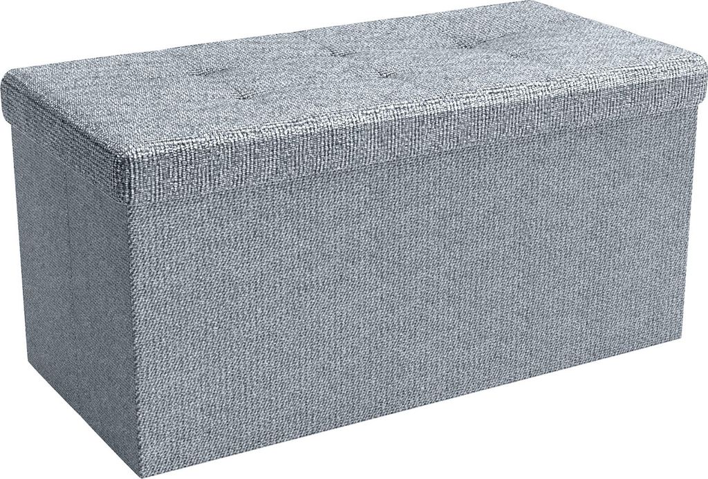 Intirilife Faltbare Sitzbank 76x38x38 cm in FELS GRAU - Sitzwürfel mit Stauraum und Deckel aus Stoff mit Mulden - Sitzcube Fußablage Aufbewahrung...