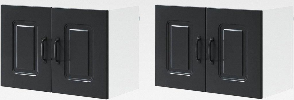 Küchenschrank mit Speicher Kalmar 2 Stück Schwarz 60 x 31 x 40 cm Hängeschrank für Badezimmer Küche Wäscheraum
