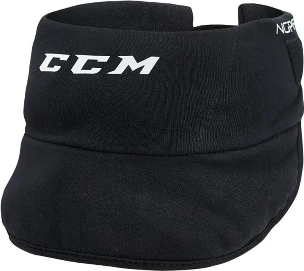 A black CCM PRO neck guard for seniors.