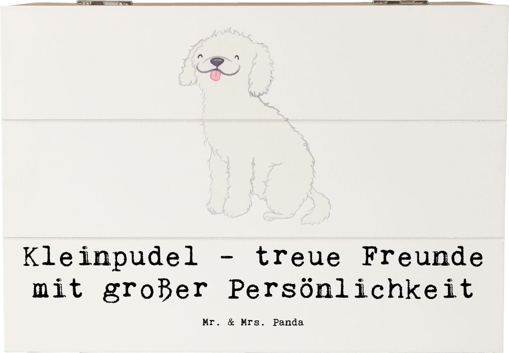 Mr. & Mrs. Panda Box Kleinpudel Freunde 22 x 15 cm - Weiß - Geschenk, große Persönlichkeit, Holzkiste, Truhe, holzschatulle, Sozialverhalten, Hu...