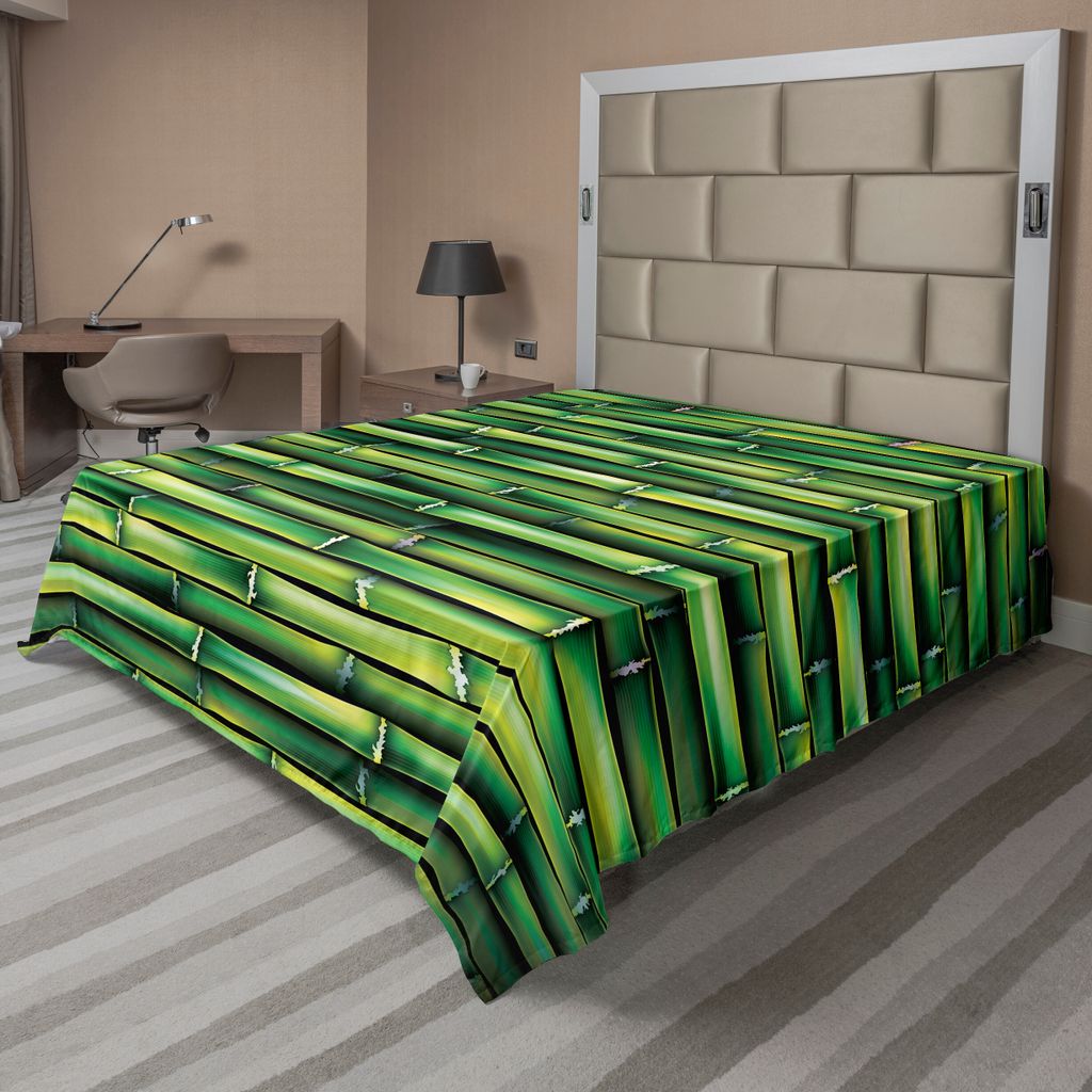 ABAKUHAUS Bambus Bettlaken, Bild Des Asiatischen Bambusbaum Stammes Zen Style Bild Der Asiatischen Natur Inspiriert, weiches bequemes oberes Bettla...