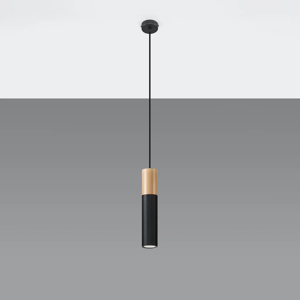 Lampada a Sospensione Legno e Acciaio BLOKO 1 GU10 | Design LUMILO - 2
