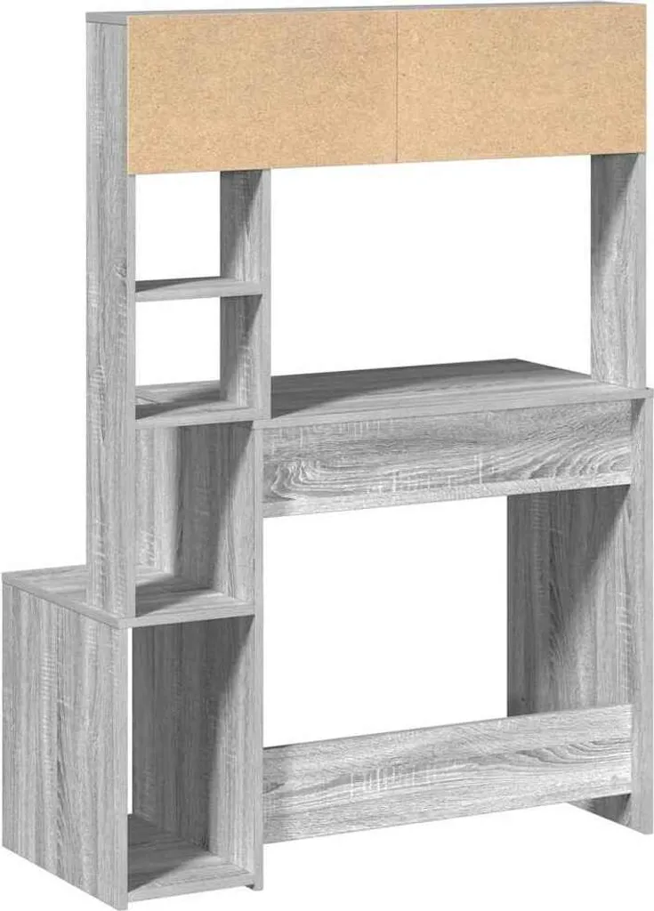 Scrivania Porta PC vidaXL 100cm Grigio Sonoma - Mobile Ufficio Casa - 6