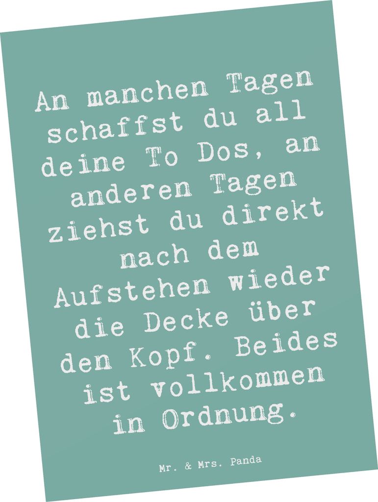Mr. & Mrs. Panda Postkarte Spruch Tapferkeit im Alltag - Produktbild 
