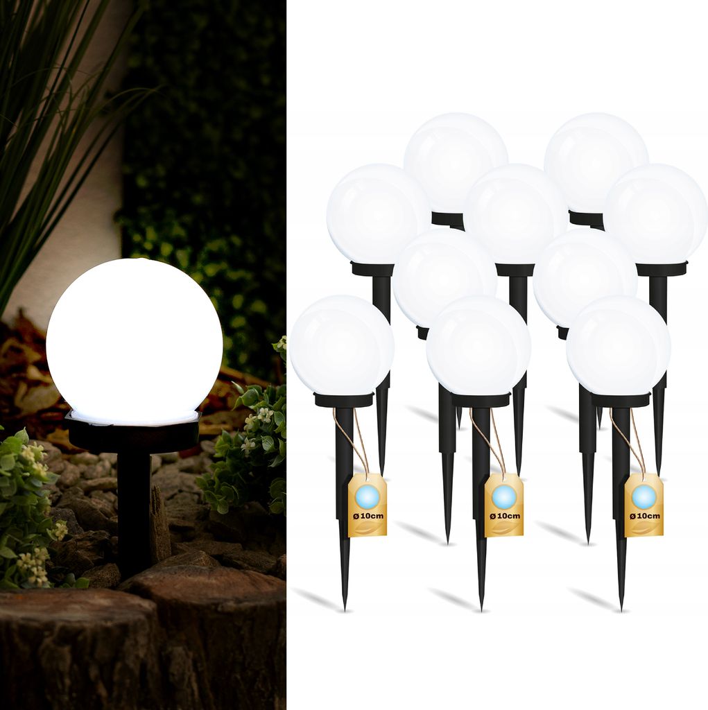 Zestaw 10x Lampa Solarna Ogrodowa LED ATRIS Wbijana Biała Zdjęcie produktu 