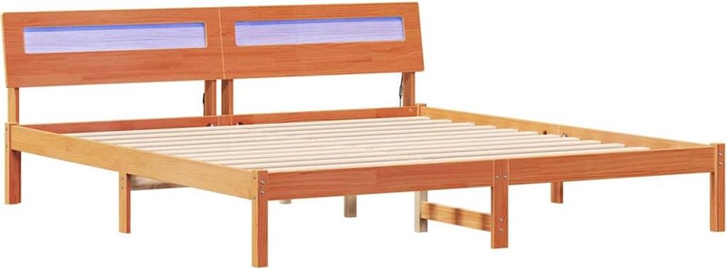 vidaXL Bettrahmen mit Kopfteil Braun 200 x 200 cm Massives Kiefernholz