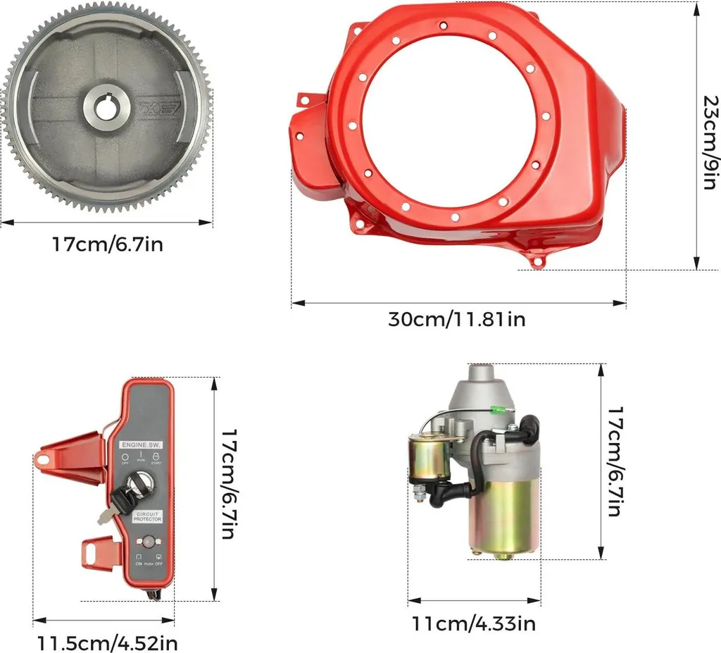Kit de démarrage 12V robuste en aluminium et cuivre volant moteur 17cm