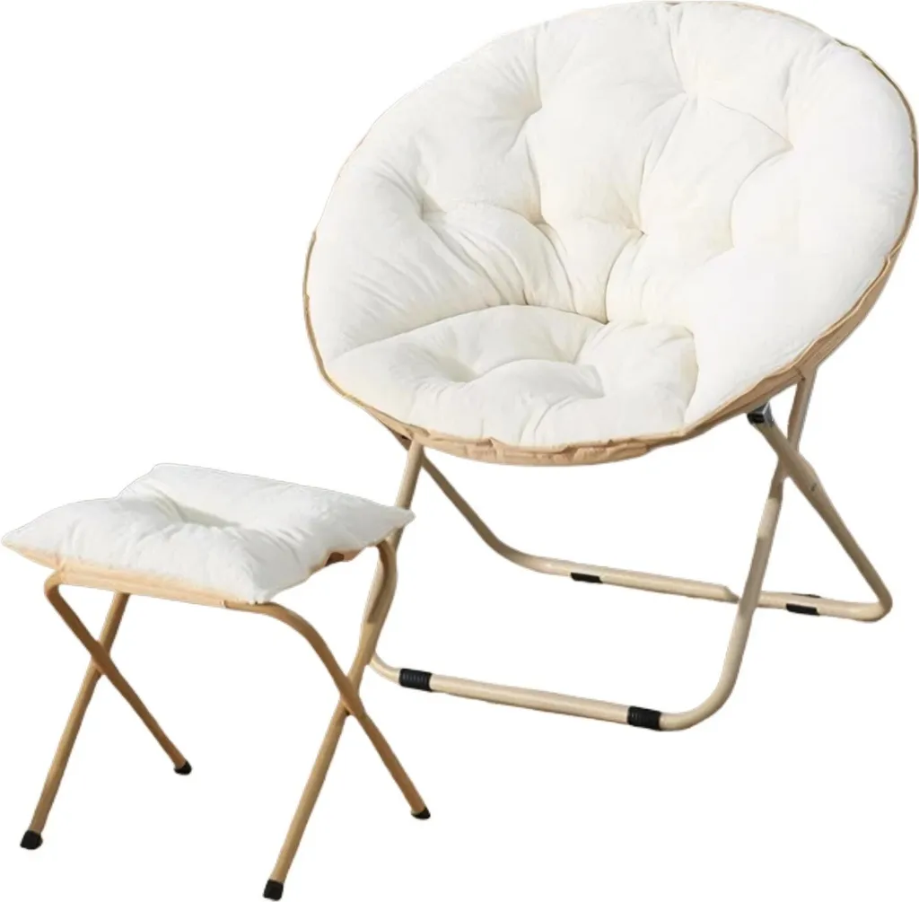 Fauteuil de camping Moonchair soucoupe avec tabouret de pied - Blanc