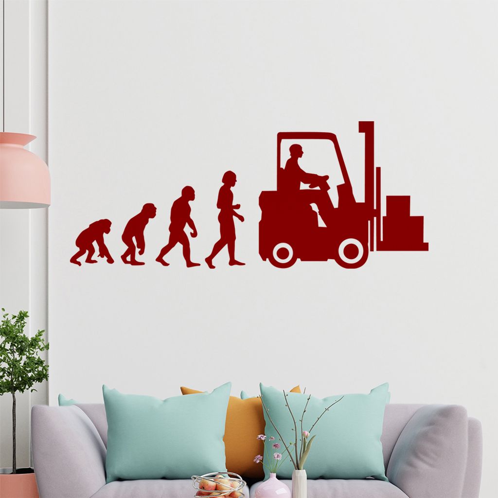 KIWISTAR Evolution Gabelstaplerfahrer Beruf Wandtattoo in 6 Größen - Wandaufkleber Wall Sticker - Dekoration, Küche, Wohnzimmer, Schlafzimmer, B...