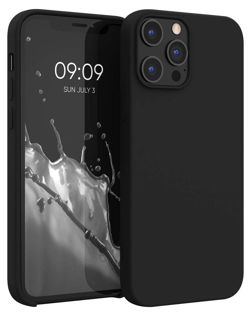 kwmobile Handyhülle für iPhone 12 Pro Max Hülle, für iPhone 12 Pro Max Case - Hülle Silikon - kabelloses Laden - Schwarz matt