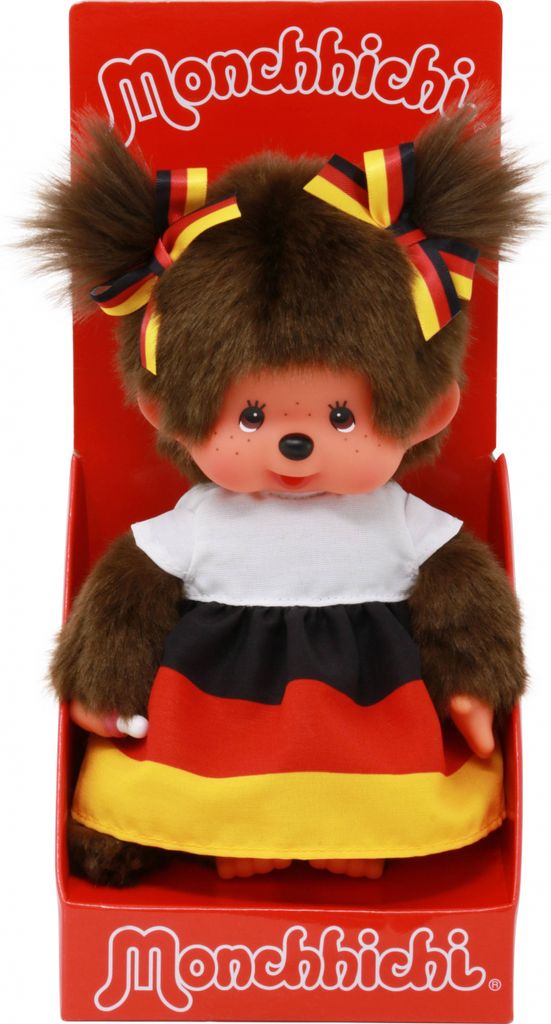Sekiguchi Monchhichi Plüschfigur Mädchen Im Kleid Rot/braun 20cm Ab