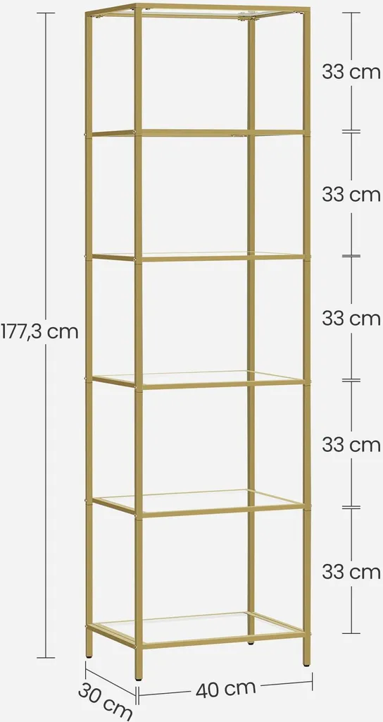 Étagère dorée luxueuse en verre trempé - Support robuste et design chic - 5