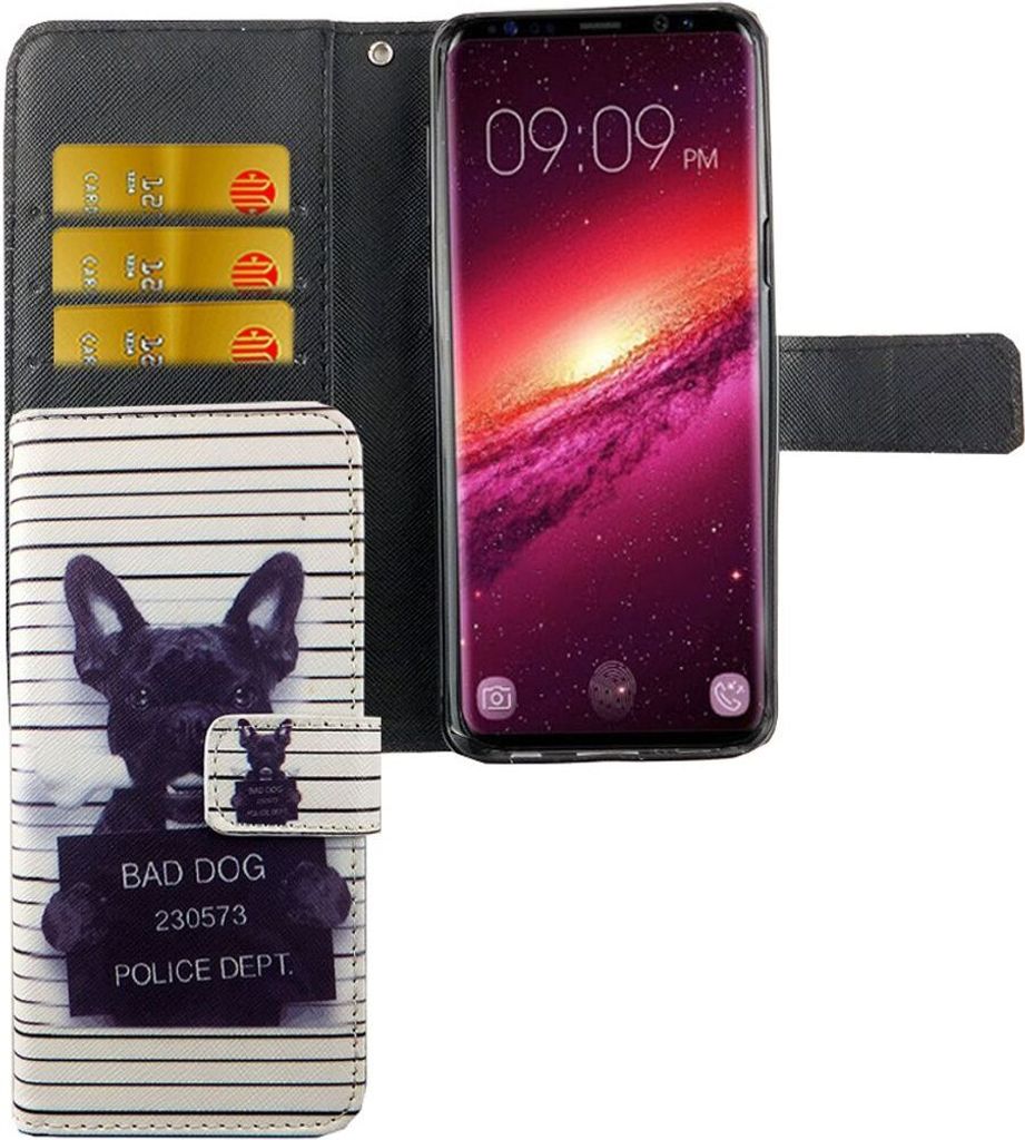 Handyhülle Tasche für Handy Samsung Galaxy S9 Böser Hund Weiß