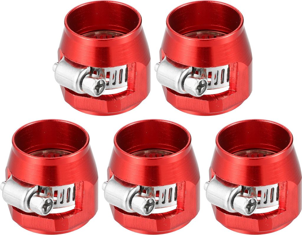 5 Stück AN10 Sechskant-Schlauchabschlussklemme für flexible Rohre mit Schraube, rot