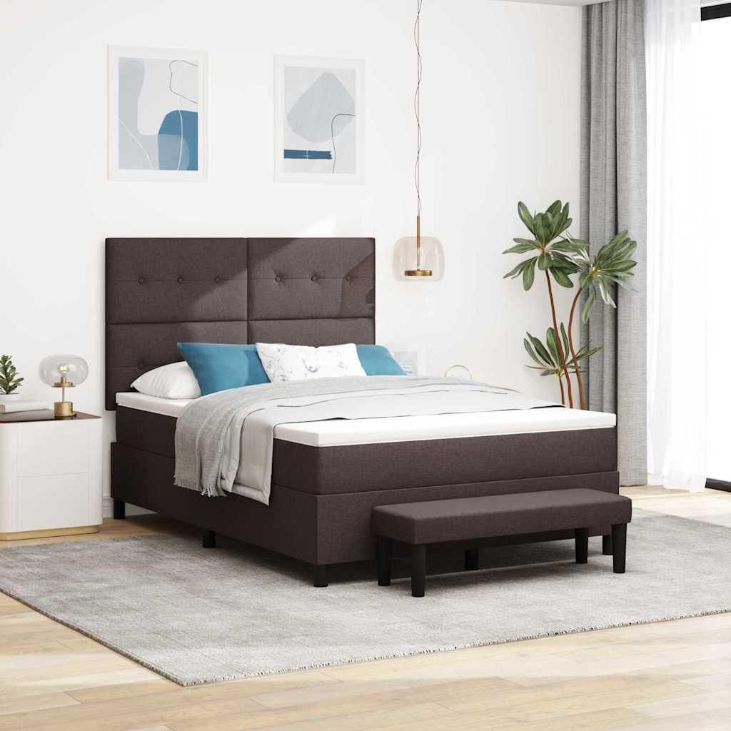 Maison Exclusive - Boxspringbett mit Kopfteil Dunkelbraun 140 x 190 cm Stoff