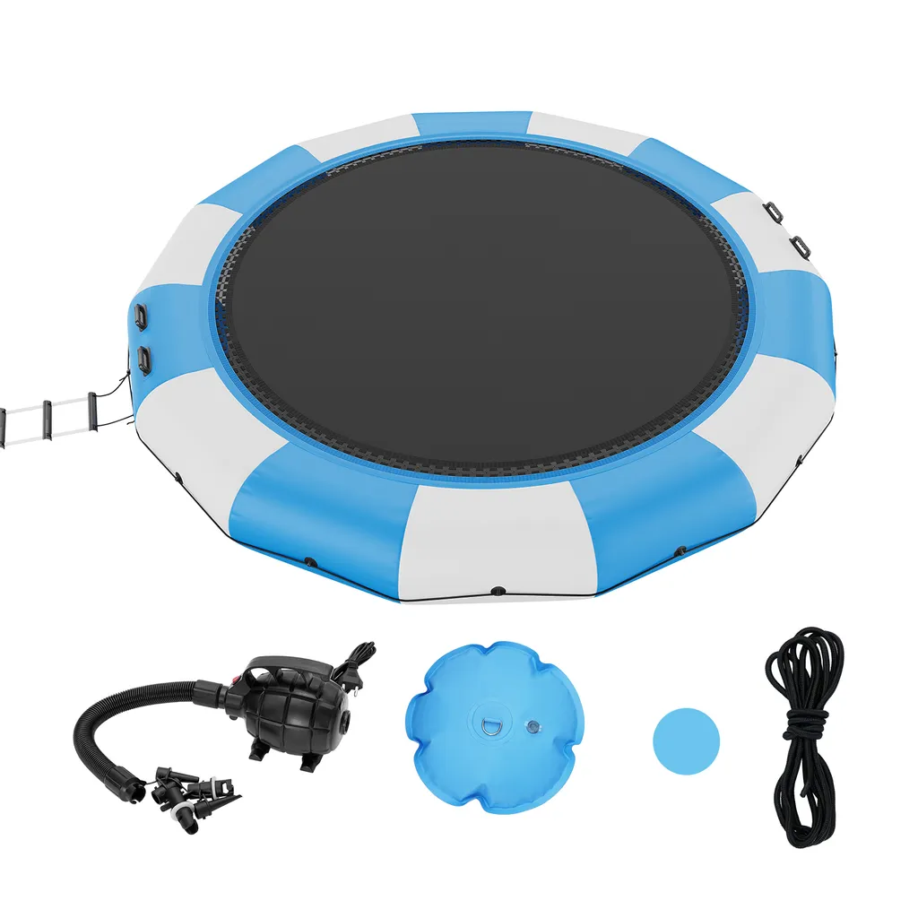 Trampoline de Piscine et Lac 4,57m Plateforme de Saut Gonflable Bleue