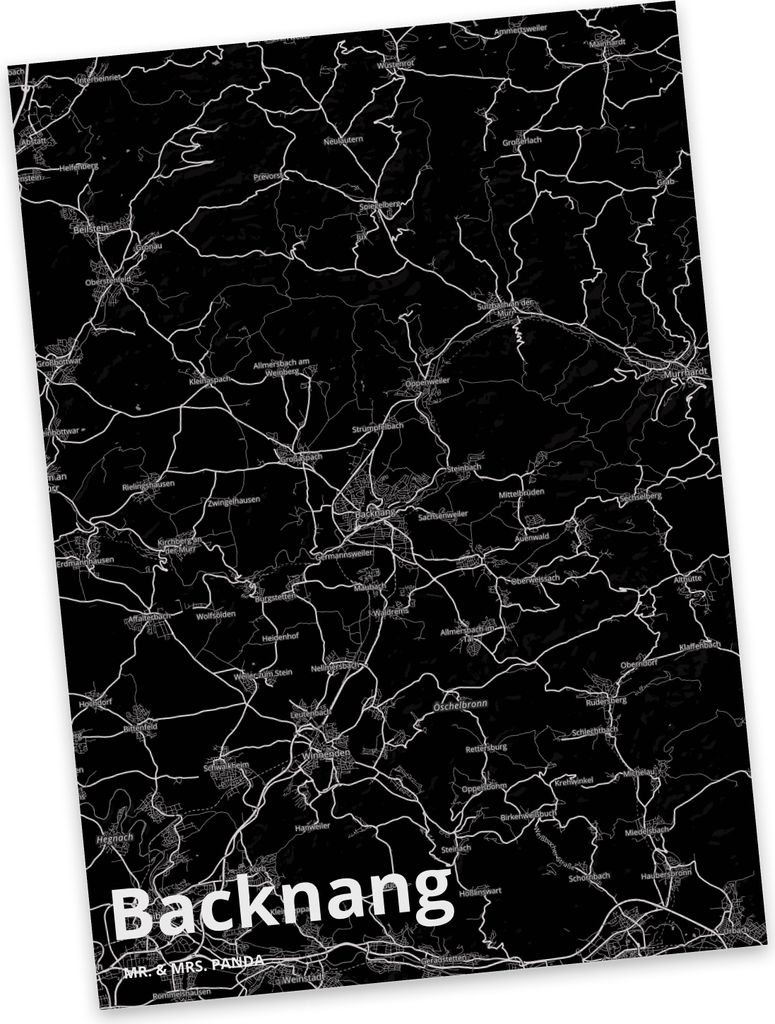 Mr. & Mrs. Panda Postkarte Backnang - Geschenk, Stadt, Dorf Karte Landkarte Map Stadtplan, Grußkarte, spruchkarte, Fotokarte, Postkarten, Ansichts...