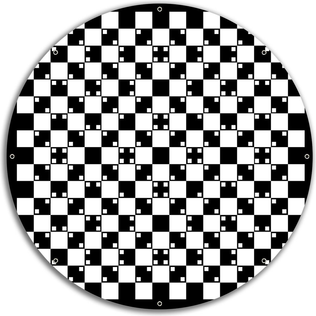 Wallario rundes Outdoor-Poster für Garten oder Balkon, Motiv Optische Täuschung - Illusion - schwarz weiß, 60 cm Durchmesser