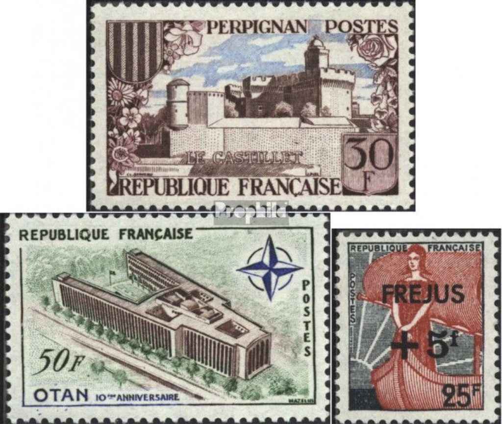 Briefmarken Frankreich 1959 Mi 1269,1272,1273 (kompl.Ausg.) postfrisch Perpignan