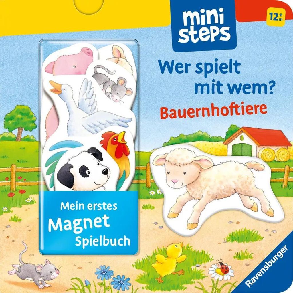 Ravensburger ministeps: Mein erstes Magnetbuch: Wer spielt mit wem? Bauernhoftiere