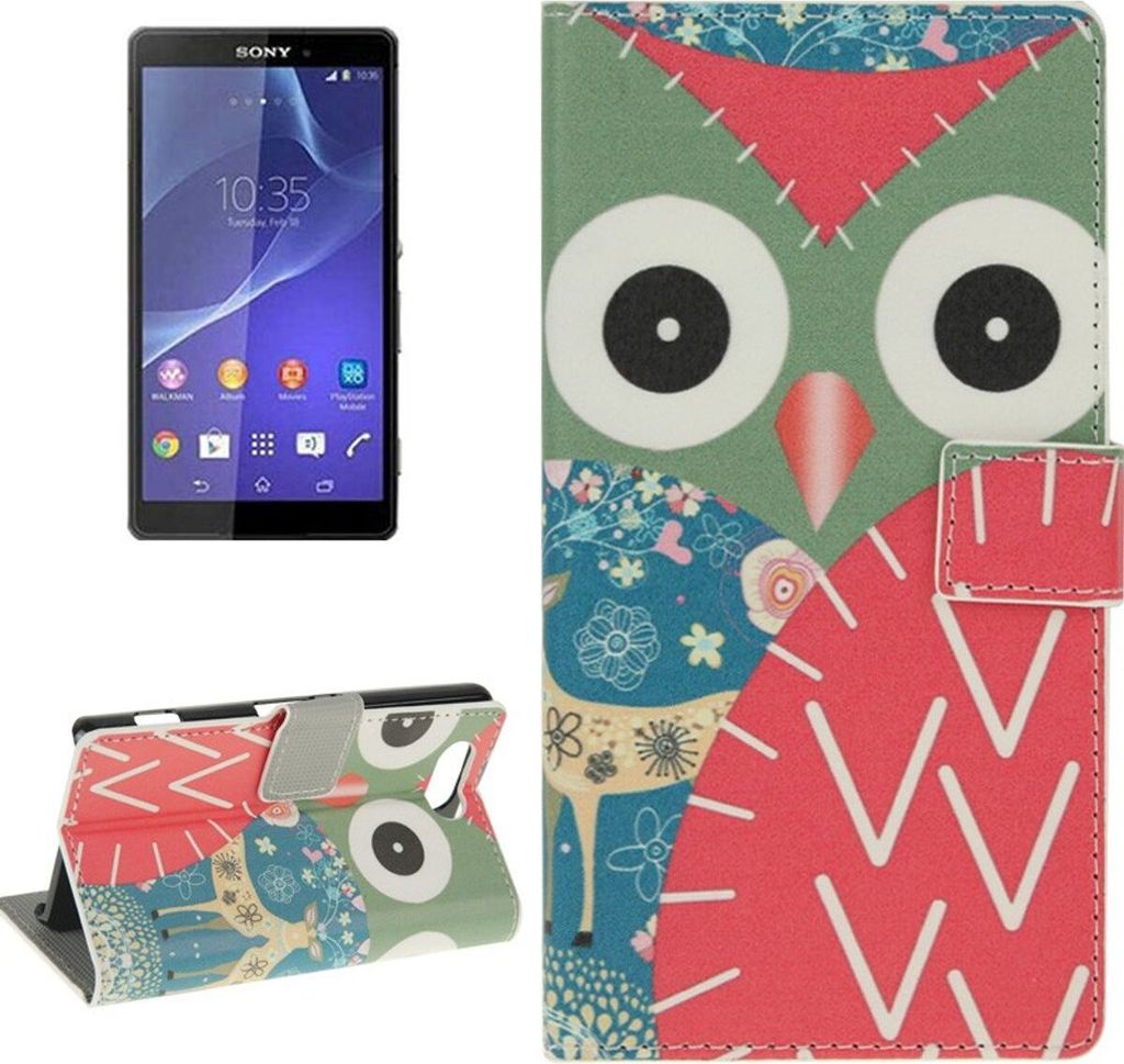 Handyhülle Tasche für Handy Sony Xperia Z3 Compact Eule mit Reh