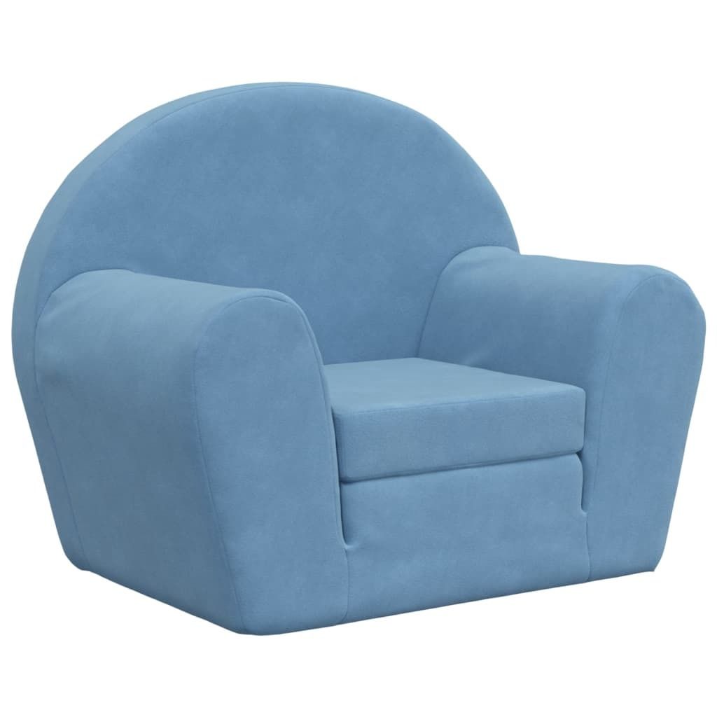 vidaXL Schlafsofa für Kinder Blau Weich Plüsch