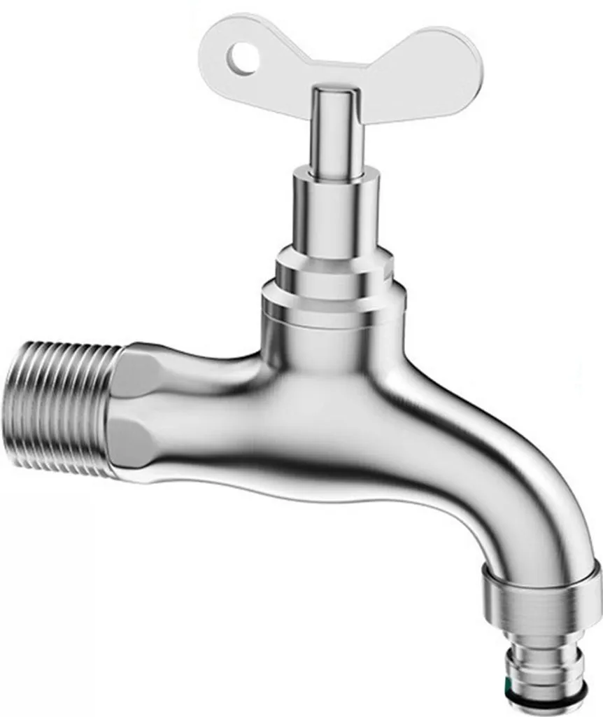 INF Rubinetto Esterno Bloccabile Acciaio Inox - Ugello Lavaggio Auto 10cm