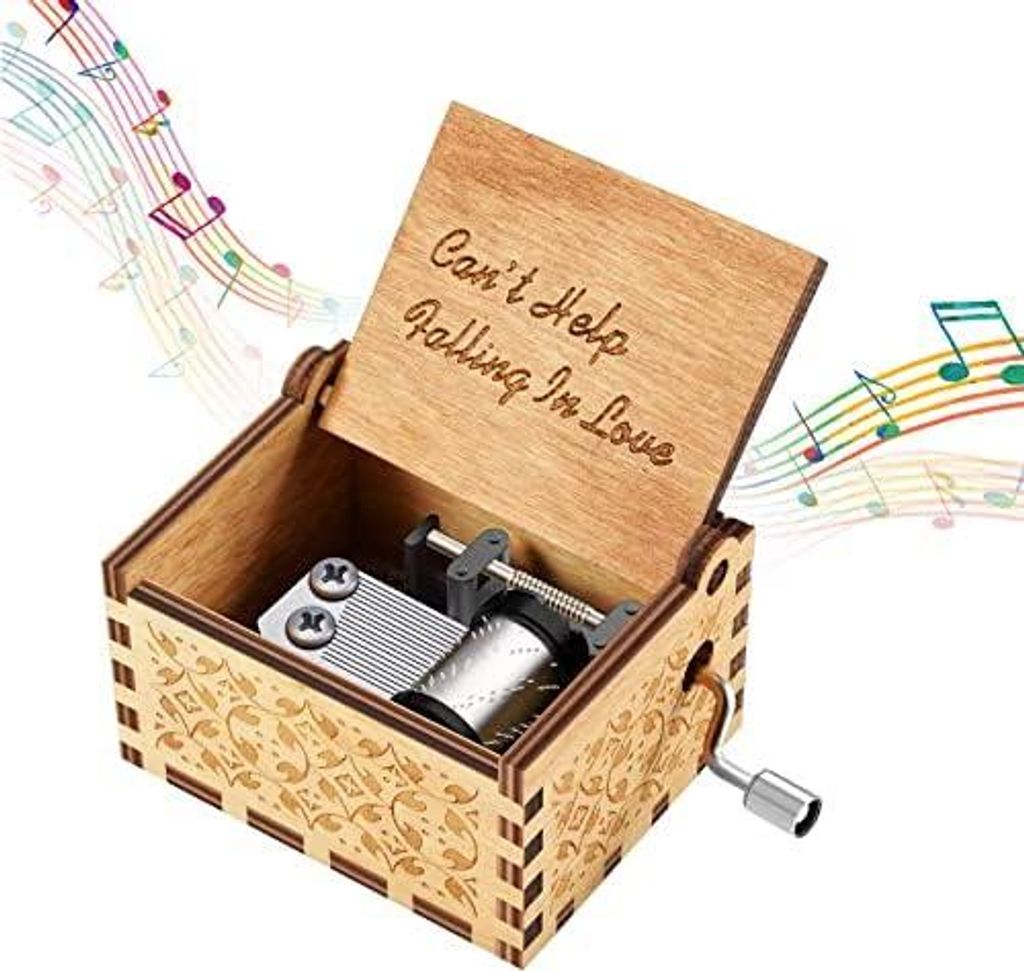 Hölzerne Handkurbel Spieluhr, Antike Geschnitzte Musik Box Holz, Handgeschnitzt, Geschenkidee für Familienliebhaber Geburtstag, Weihnachten, Vale...