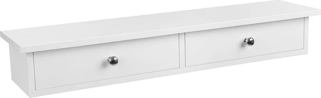 Étagère murale avec 2 tiroirs blanche en bois MDF - Modèle悬浮 L60 cm