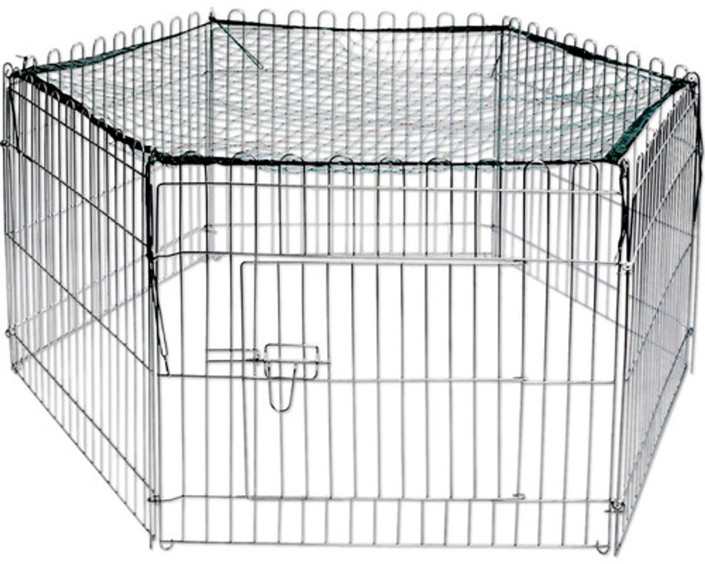 Freigehege 6-eckig mit Schutznetz 123x106x60 cm silber Produktbild 