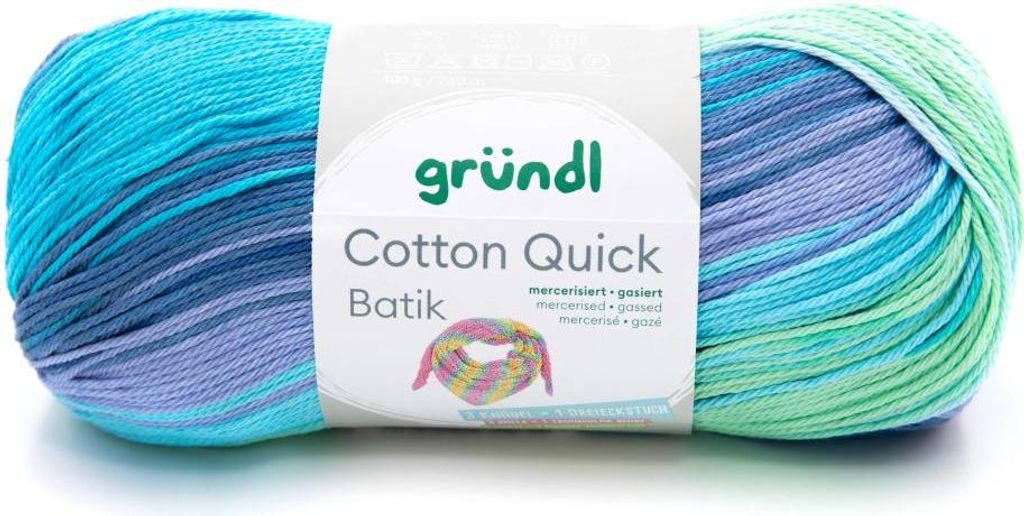 Gründl Wolle Baumwolle Quick Batik 100 g hellblau-violett-apfelgrün