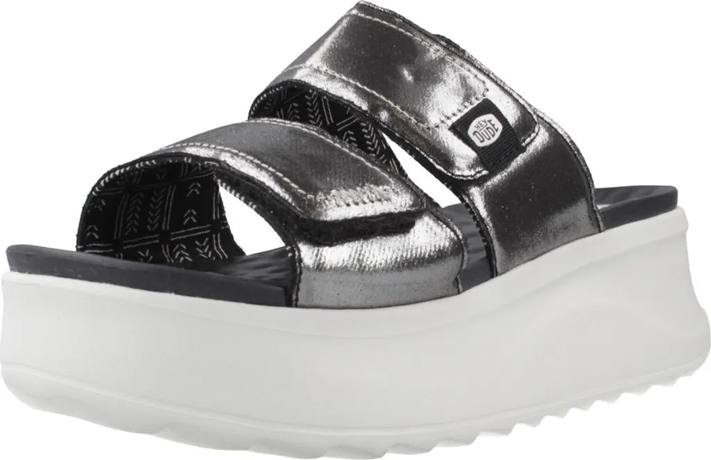 Sandales Hey Dude Delray Slide Classic Argent pour Femme Style Décontracté