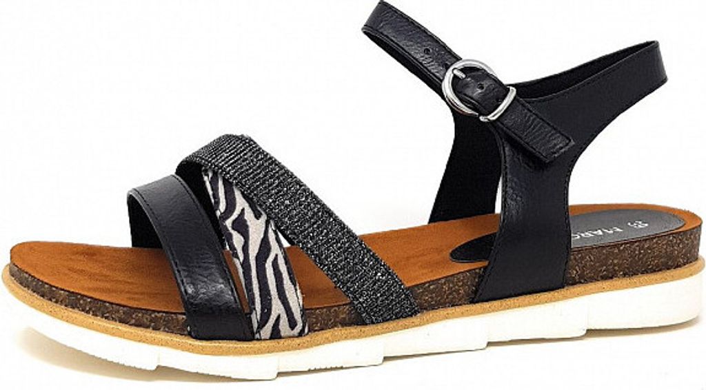 Marco Tozzi Damenschuhe Sandalen Flach Sandale Schwarz, Schuhgröße:41 EU