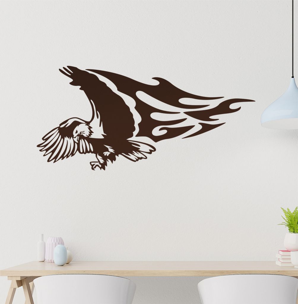 Flammen Adler Wandtattoo in 6 Größen - Wandaufkleber Wall Sticker - Dekoration, Küche, Wohnzimmer, Schlafzimmer, Badezimmer